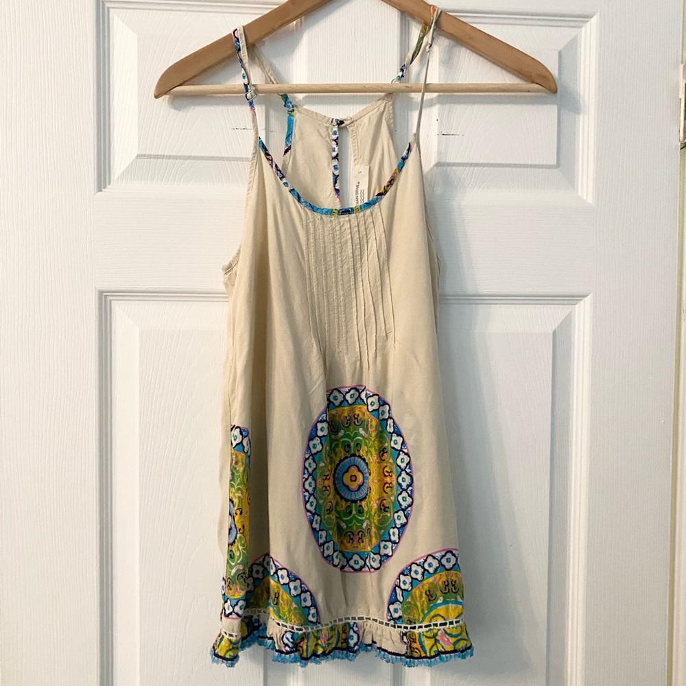 Ocean Drive Cream and Blue Camisole